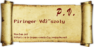 Piringer Vászoly névjegykártya